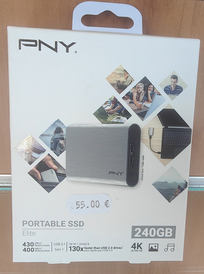 Disque dur externe PNY Elite 240Go SSD USB 3.1 (Noir)